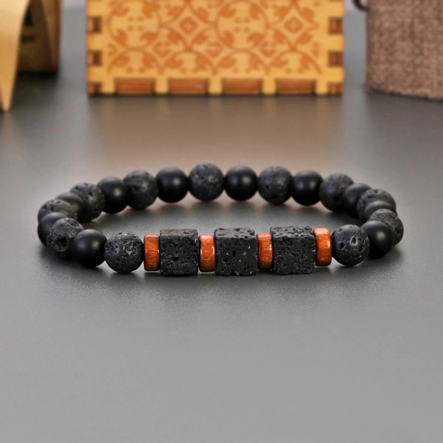 Lava, Wooden & Onyx Wild Bracelet
