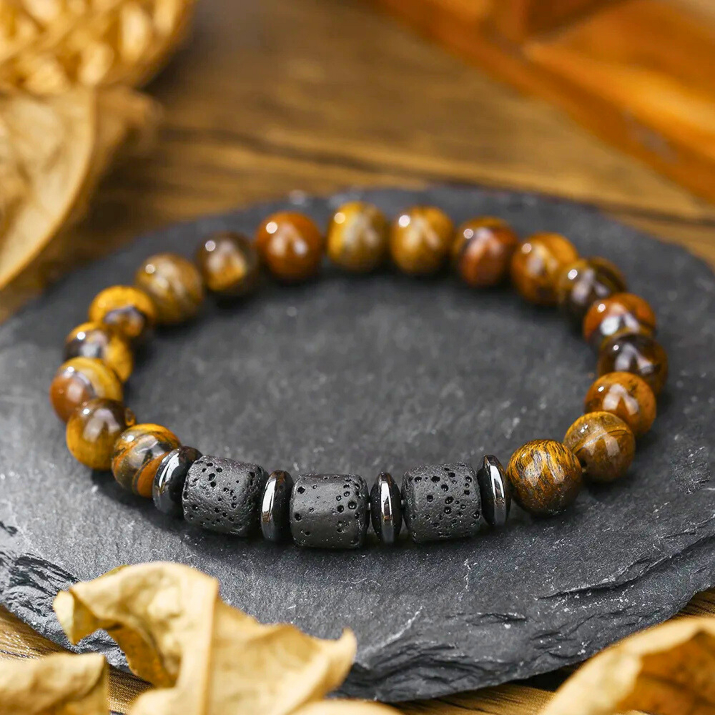 Lava, Hematite & Tiger Eye Stone Bracelet