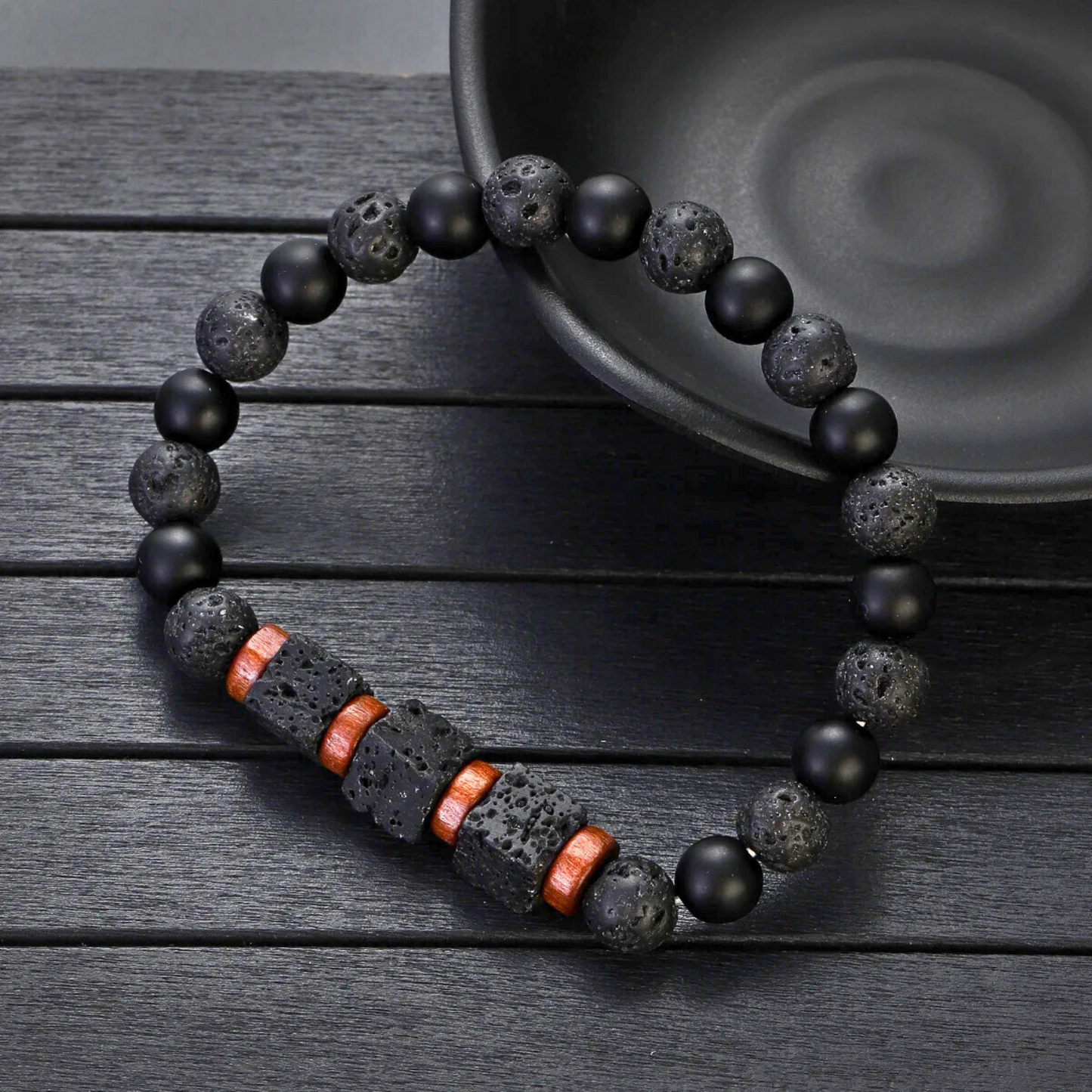 Lava, Wooden & Onyx Wild Bracelet