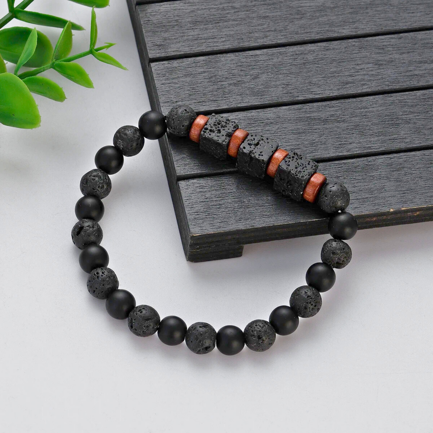 Lava, Wooden & Onyx Wild Bracelet