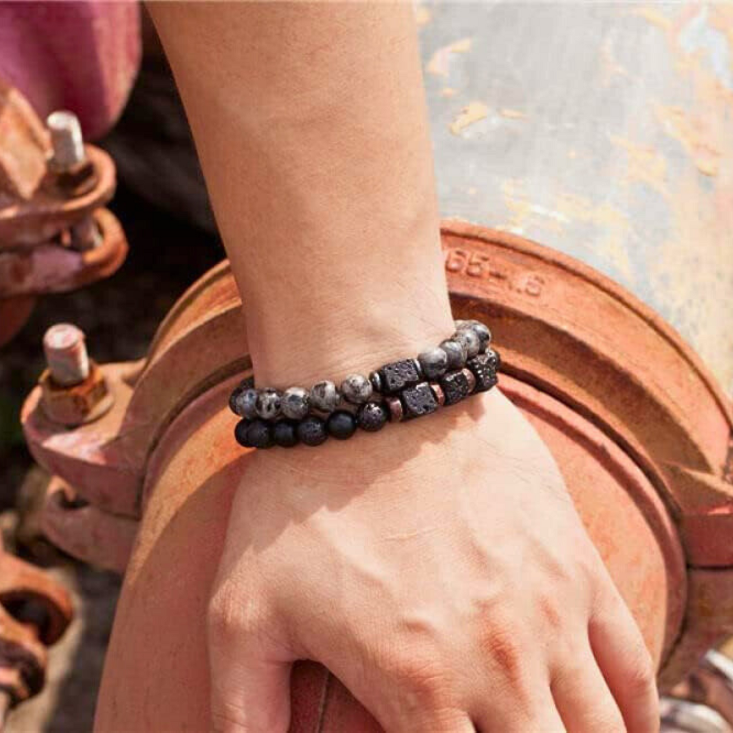 Lava, Wooden & Onyx Wild Bracelet