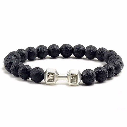 Lava Silver Dumbbell Charm Bracelet