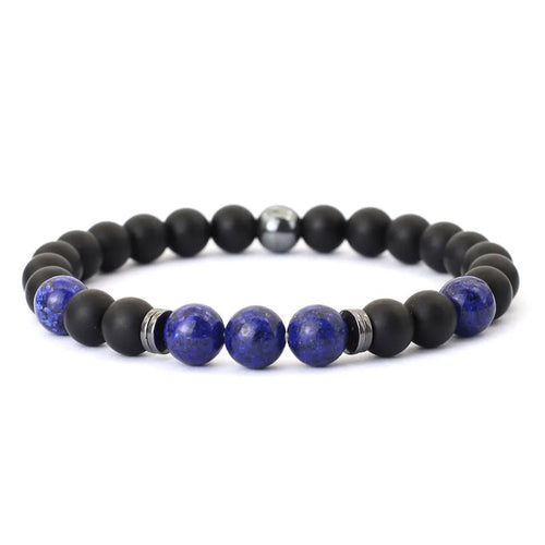Lapis Lazuli, Onyx & Hematite Stone Beaded Bracelet