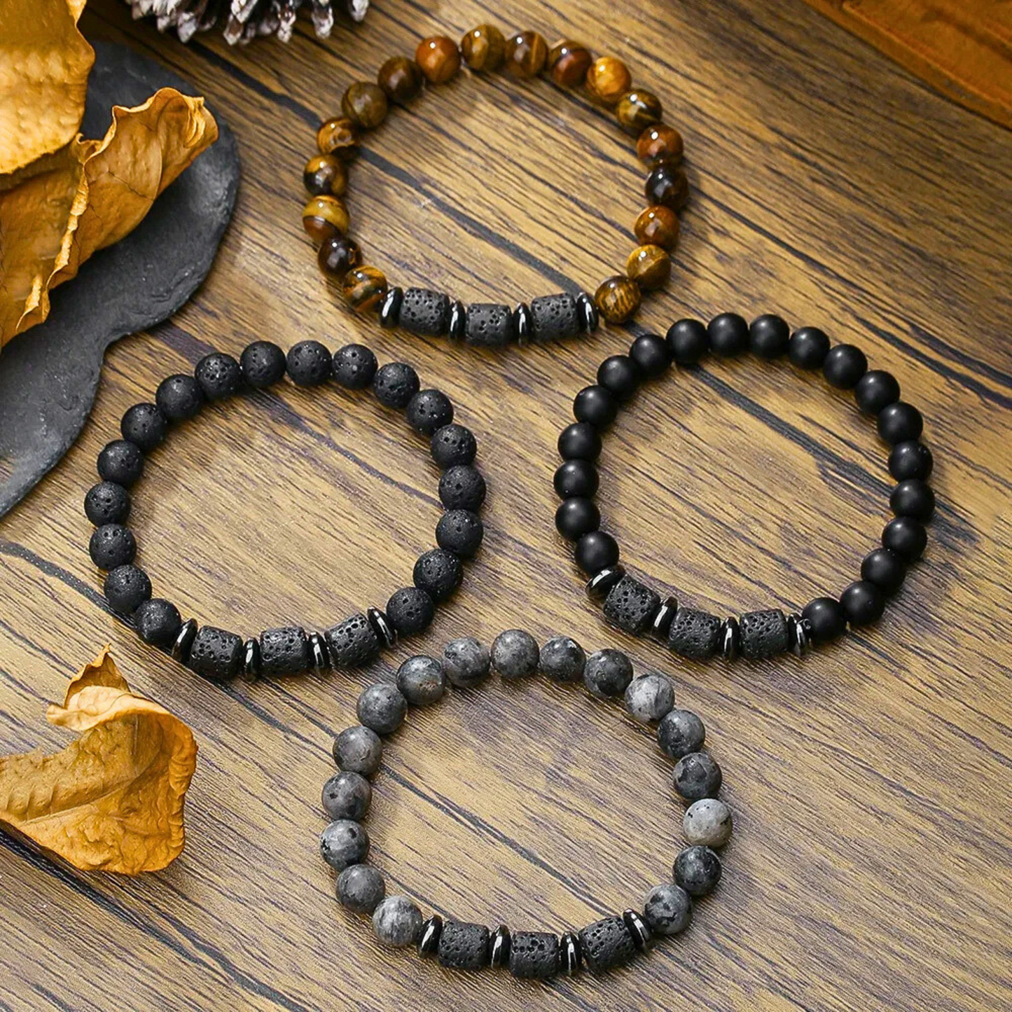 Lava, Hematite & Tiger Eye Stone Bracelet