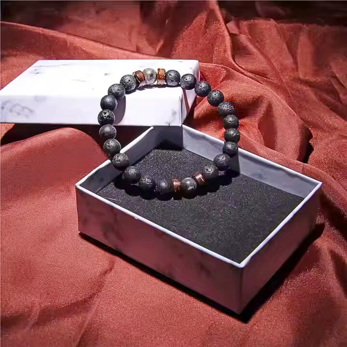 Volcanic Rock & Silver Stone Bracelet