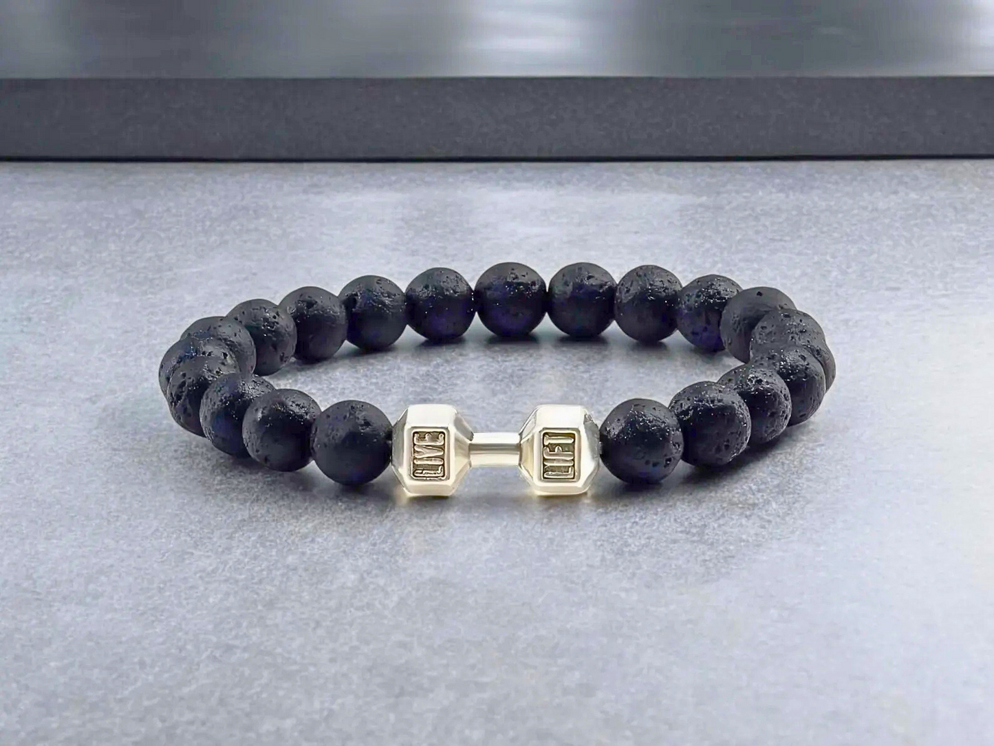 Lava Silver Dumbbell Charm Bracelet