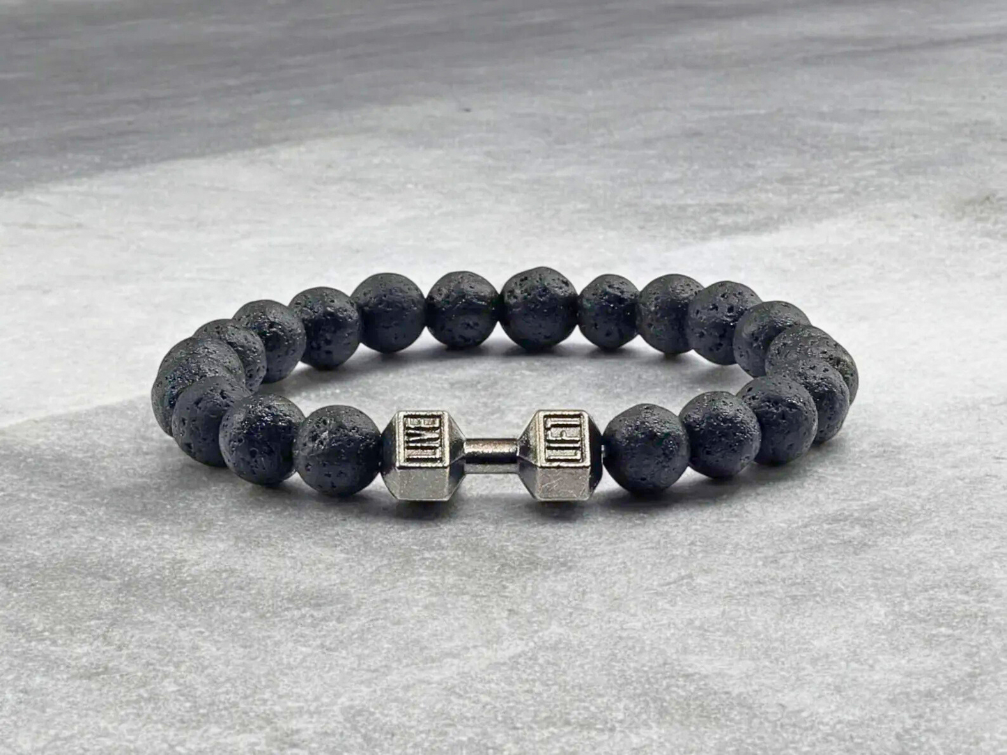 Lava Black Dumbbell Charm Bracelet