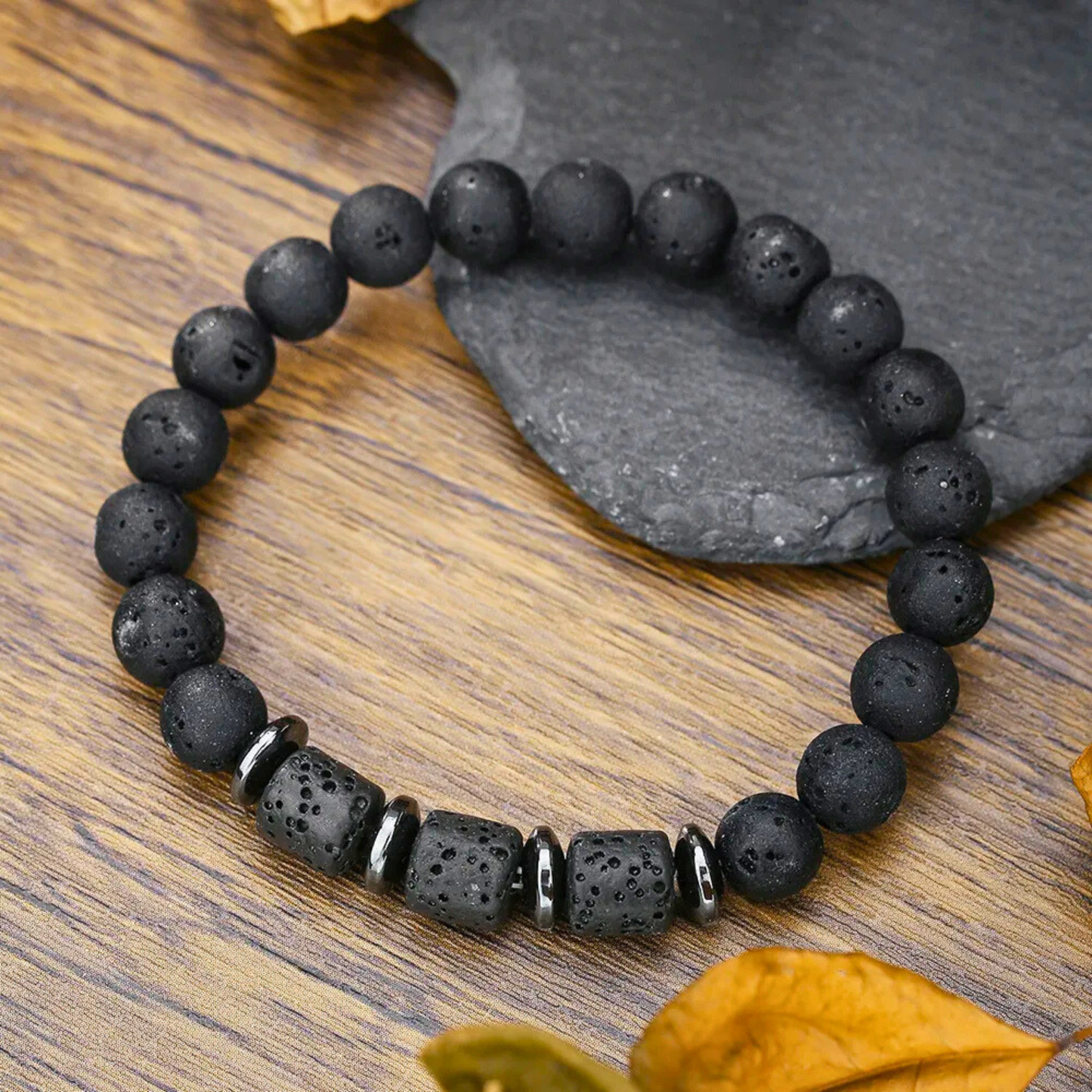 Lava & Hematite Bracelet