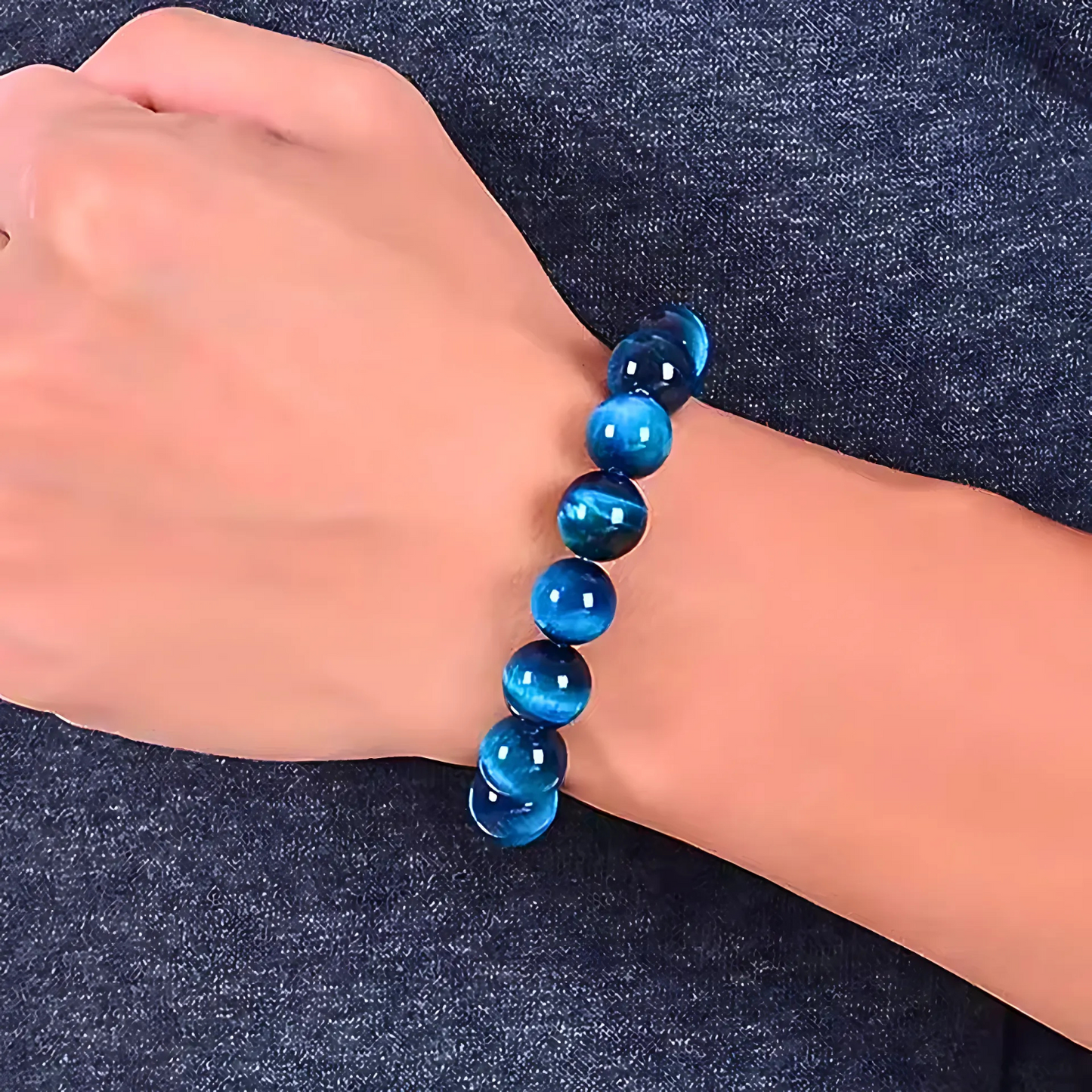 Blue Tiger Eye Stone Beaded Bracelet