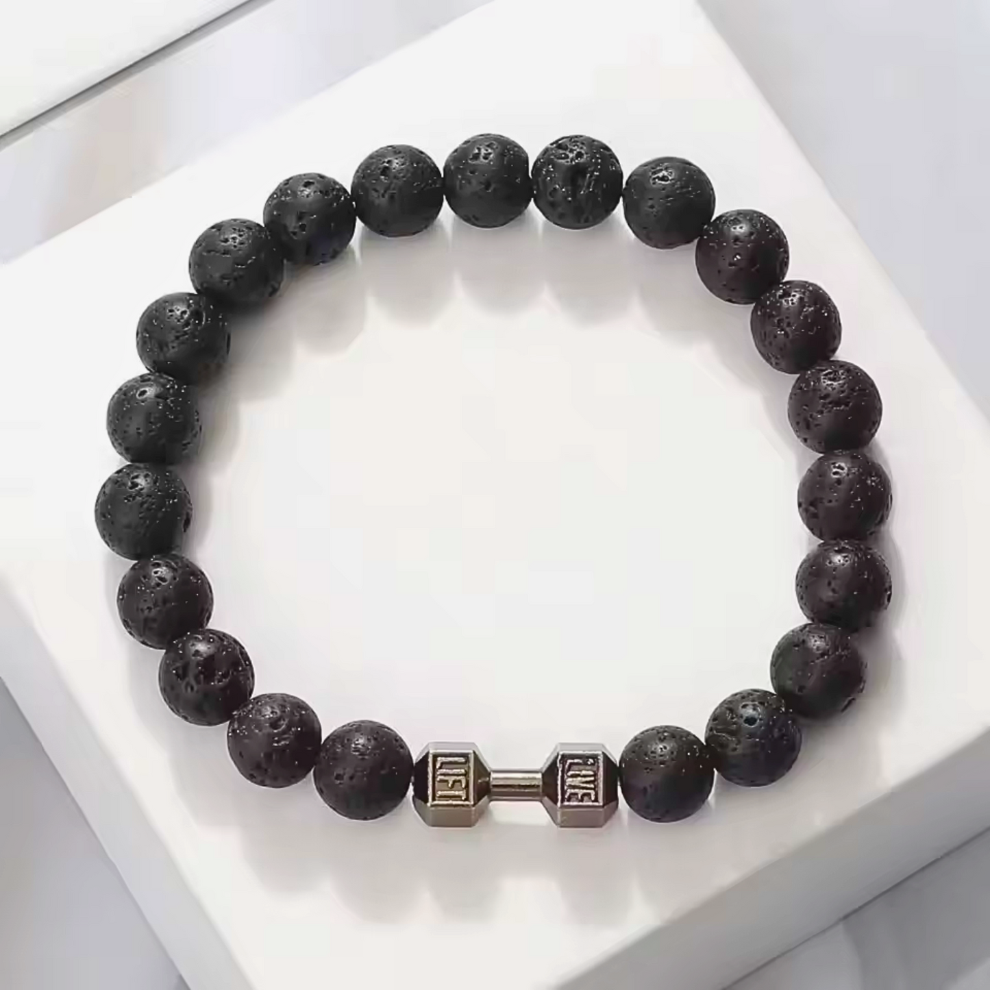 Lava Black Dumbbell Charm Bracelet