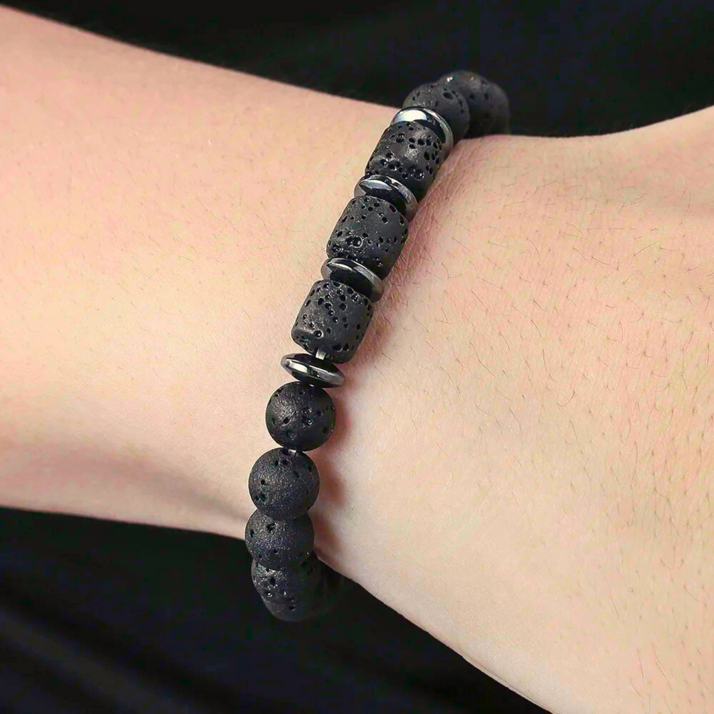 Lava & Hematite Bracelet