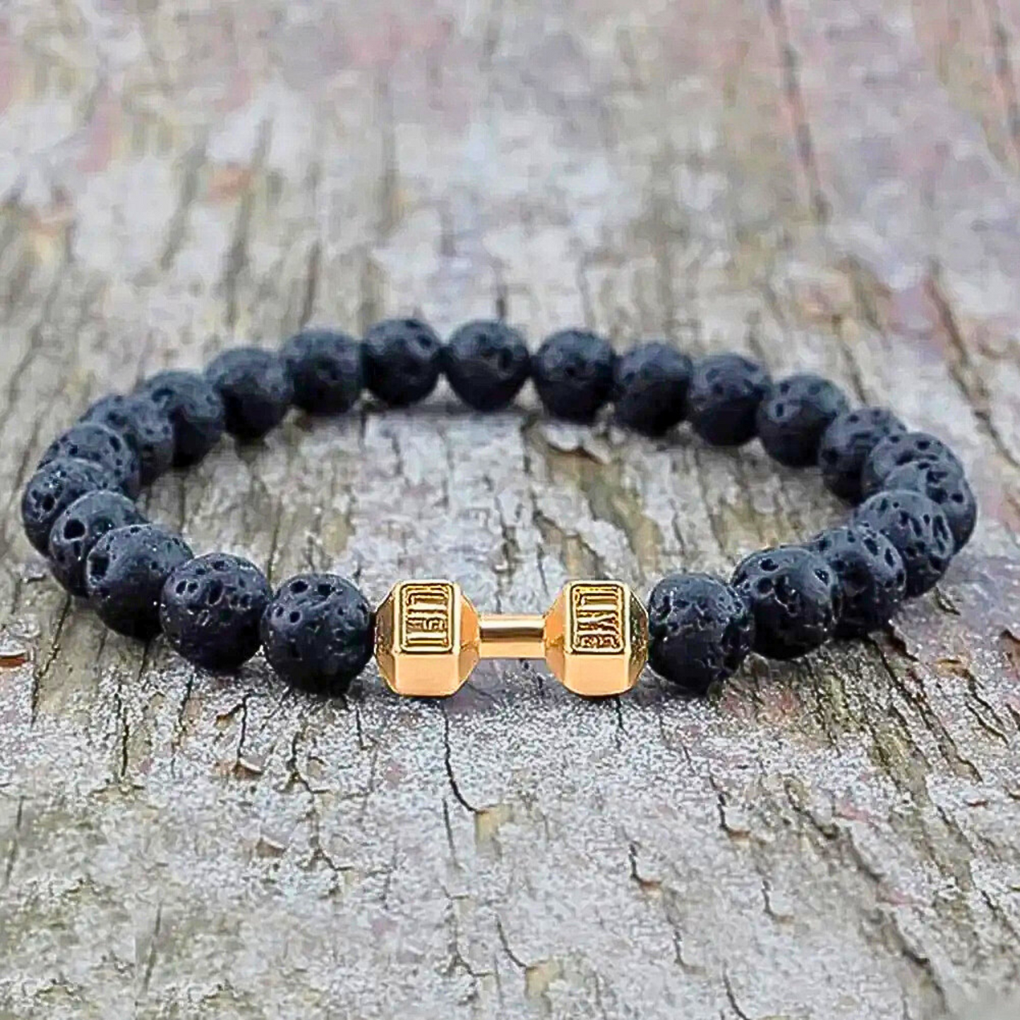 Lava Gold Dumbbell Charm Bracelet