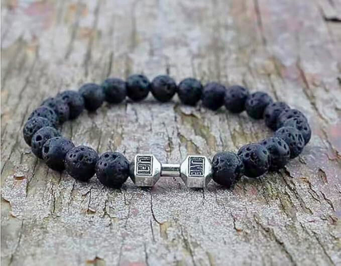 Lava Silver Dumbbell Charm Bracelet