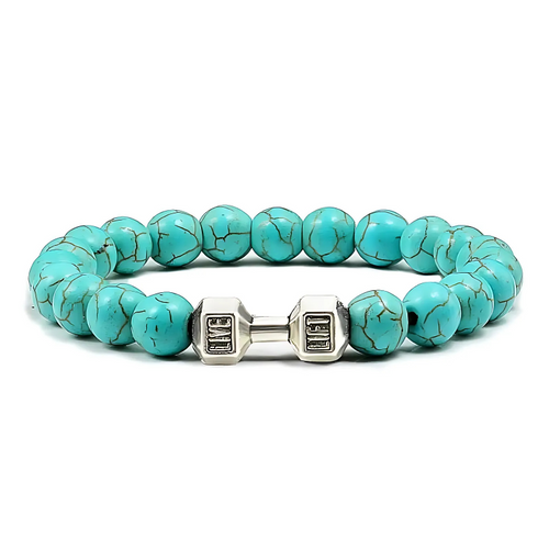 Turquoise Silver Dumbbell Charm Bracelet