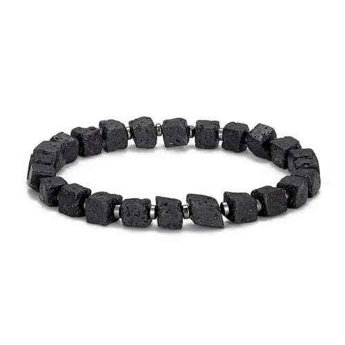 Raw Lava Cube & Hematite Bracelet