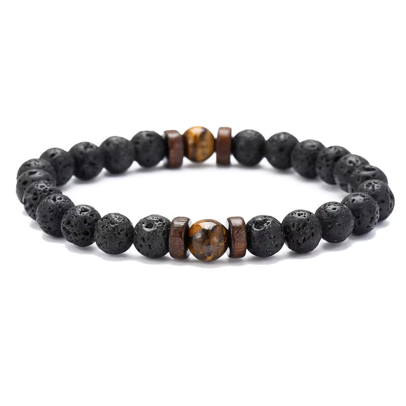 Volcanic Rock & Tiger Eye Stone Bracelet