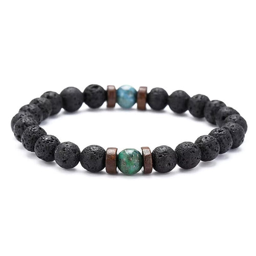 Volcanic Rock & Lapis Lazuli Stone Bracelet
