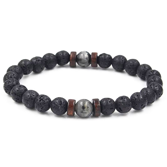 Volcanic Rock & Silver Stone Bracelet