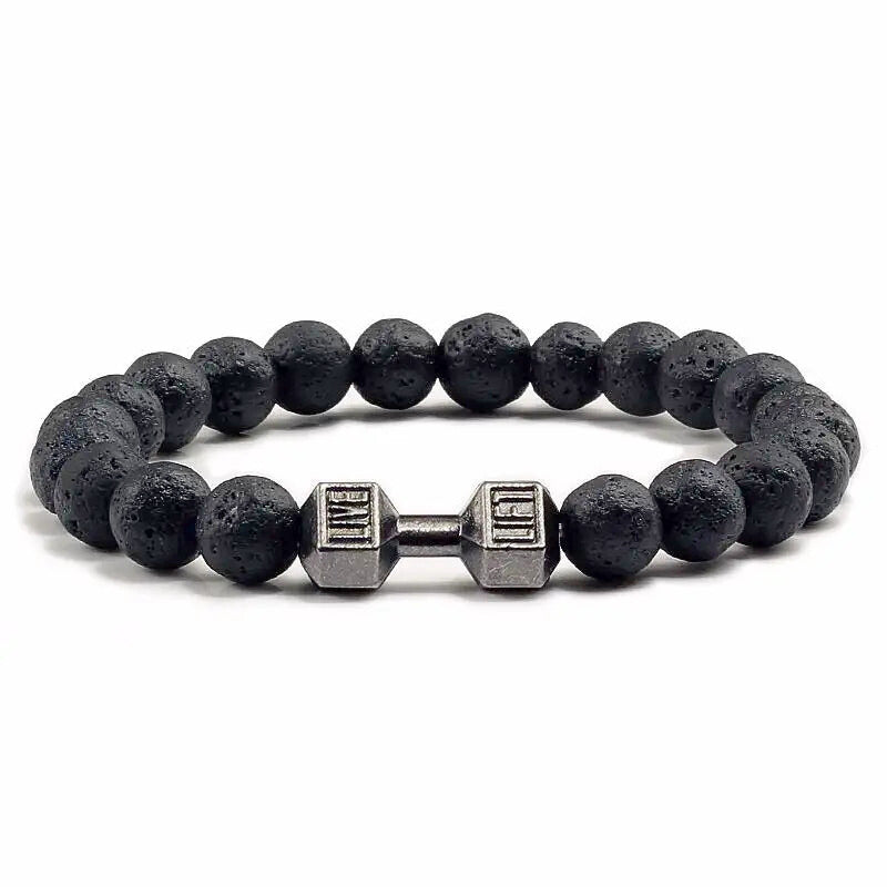 Lava Black Dumbbell Charm Bracelet