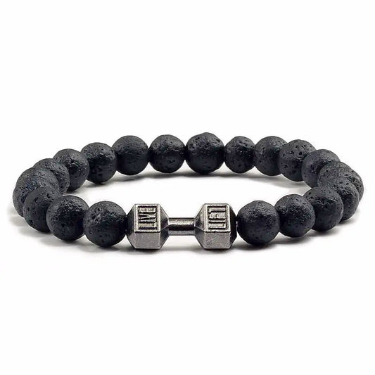 Lava Black Dumbbell Charm Bracelet