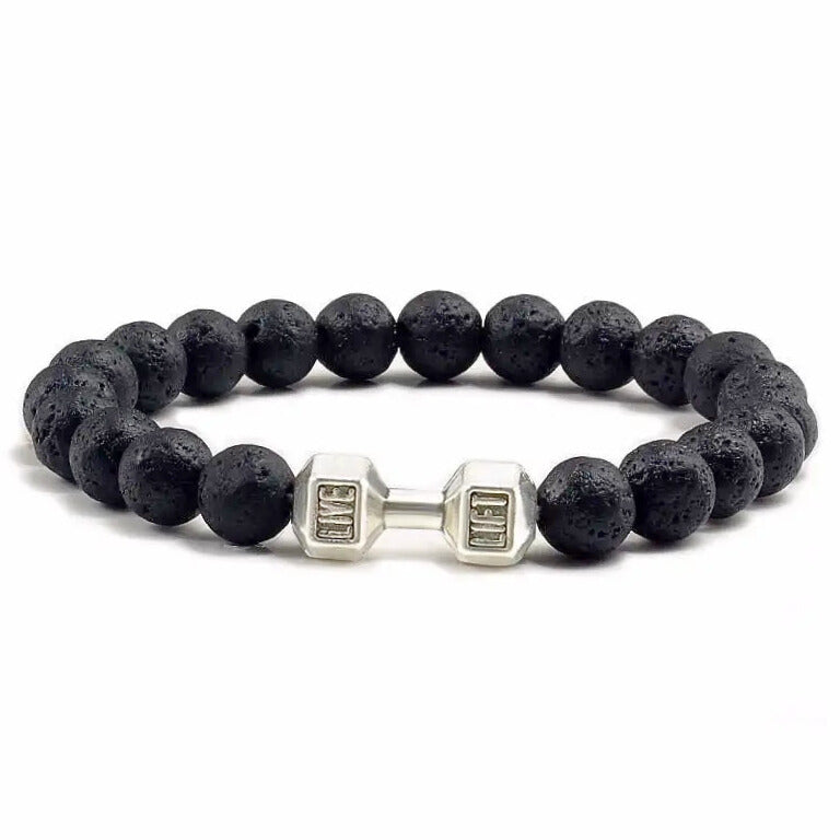 Lava Silver Dumbbell Charm Bracelet