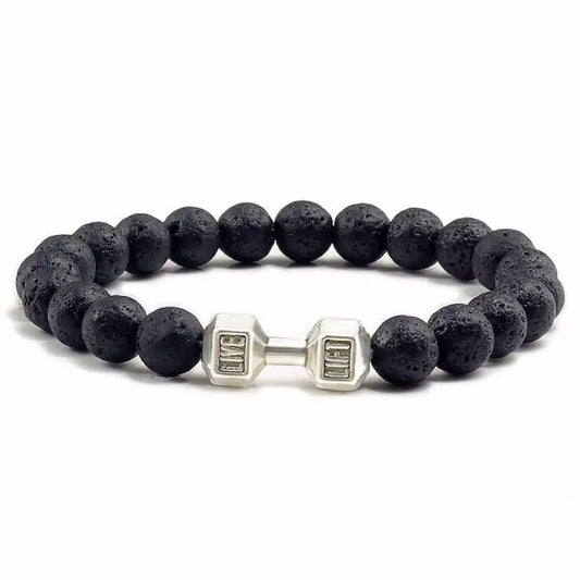 Lava Silver Dumbbell Charm Bracelet