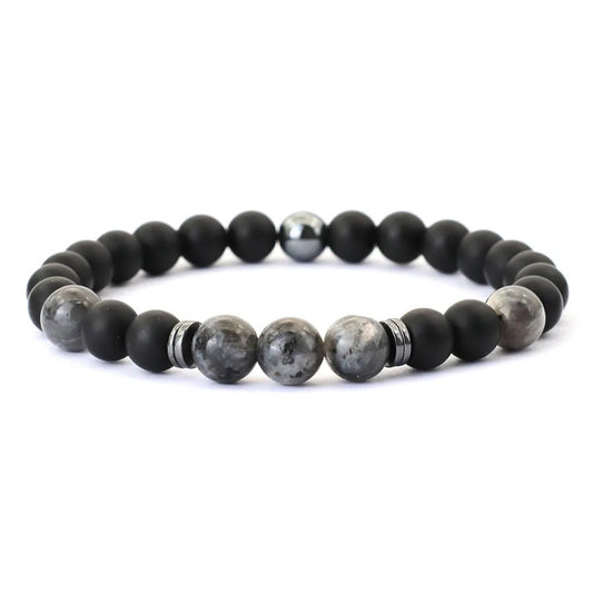 Black Flash, Onyx & Hematite Stone Beaded Bracelet