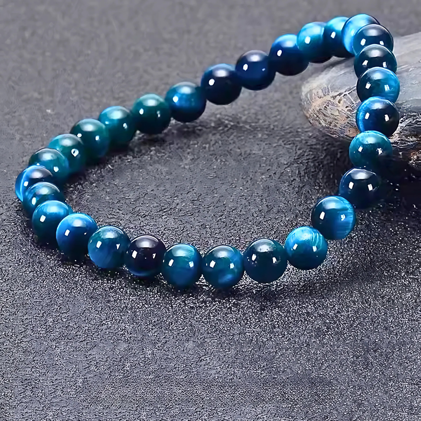 Blue Tiger Eye Stone Beaded Bracelet