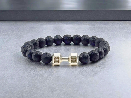Lava Silver Dumbbell Charm Bracelet