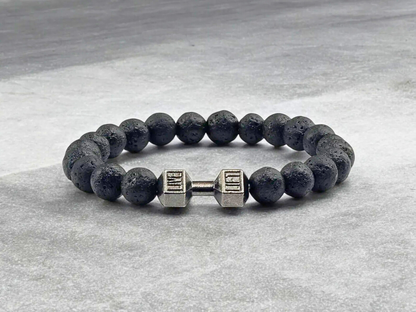 Lava Black Dumbbell Charm Bracelet