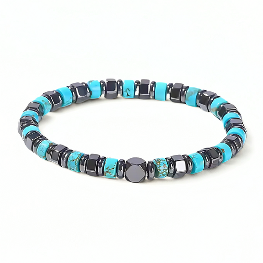 Blue Turquoise & Hematite Spacers Bracelet
