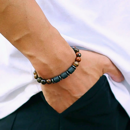 Lava, Hematite & Tiger Eye Stone Bracelet