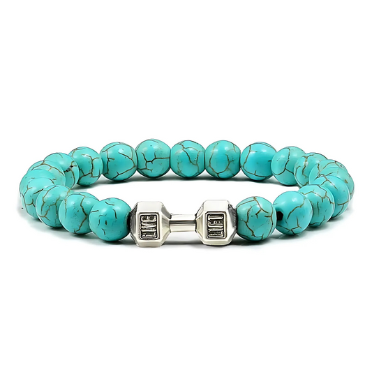 Turquoise Silver Dumbbell Charm Bracelet