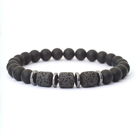 Lava, Hematite & Onyx Stone Bracelet