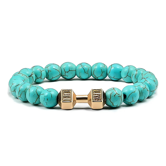Turquoise Gold Dumbbell Charm Bracelet