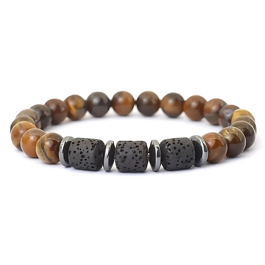 Lava, Hematite & Tiger Eye Stone Bracelet