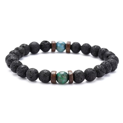 Volcanic Rock & Lapis Lazuli Stone Bracelet