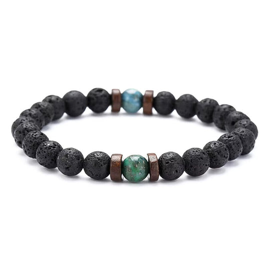 Volcanic Rock & Lapis Lazuli Stone Bracelet